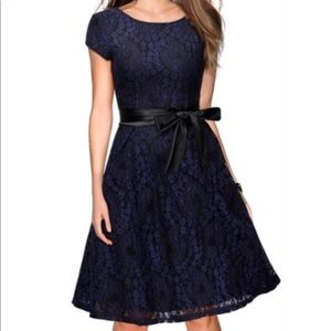 Navy Blue Midi lace dress size Medium